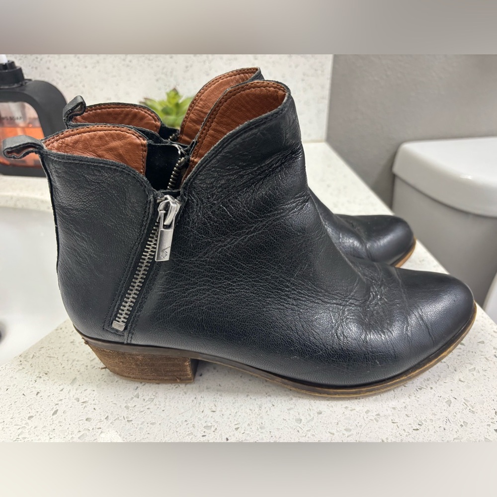 Lucky Brand Black Ankle Booties with Side Zipper